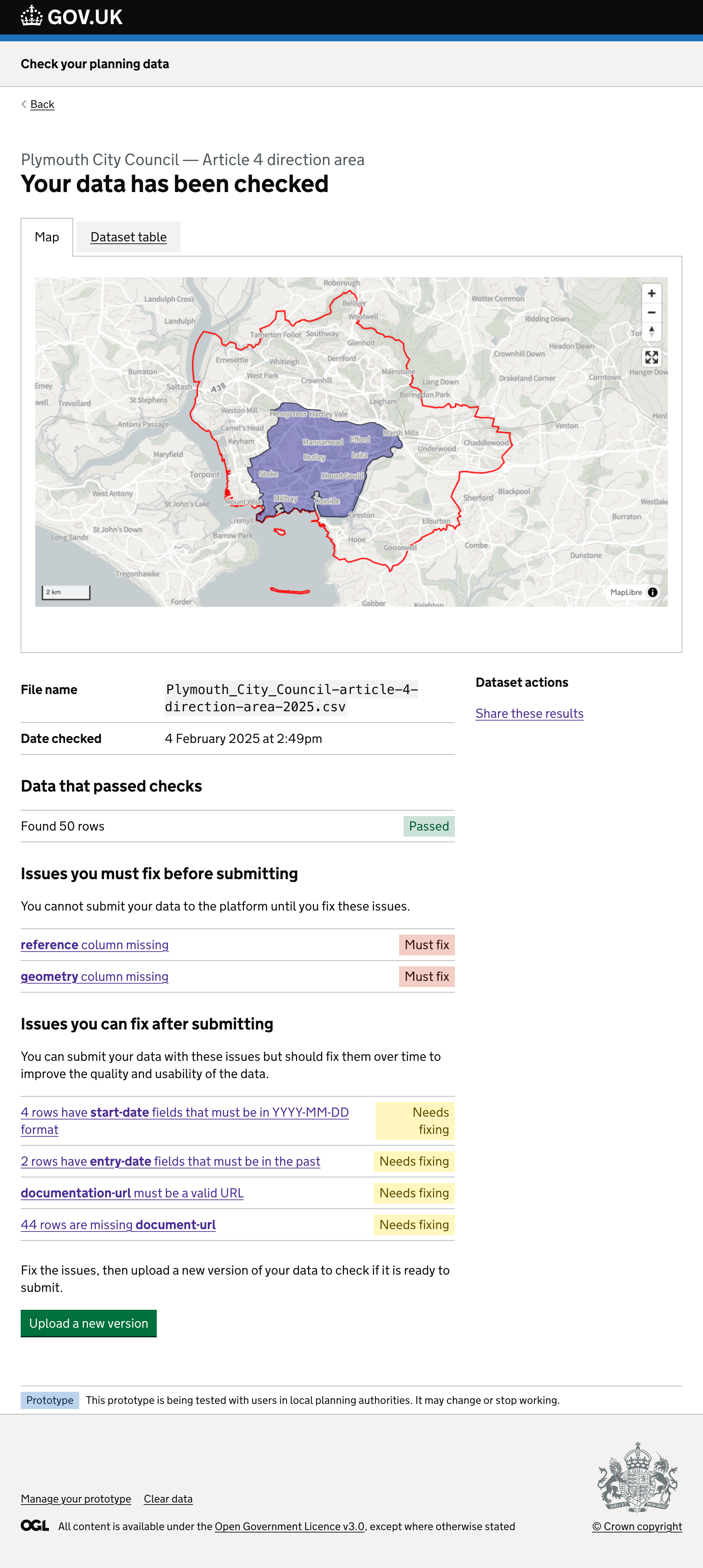 check tool results page