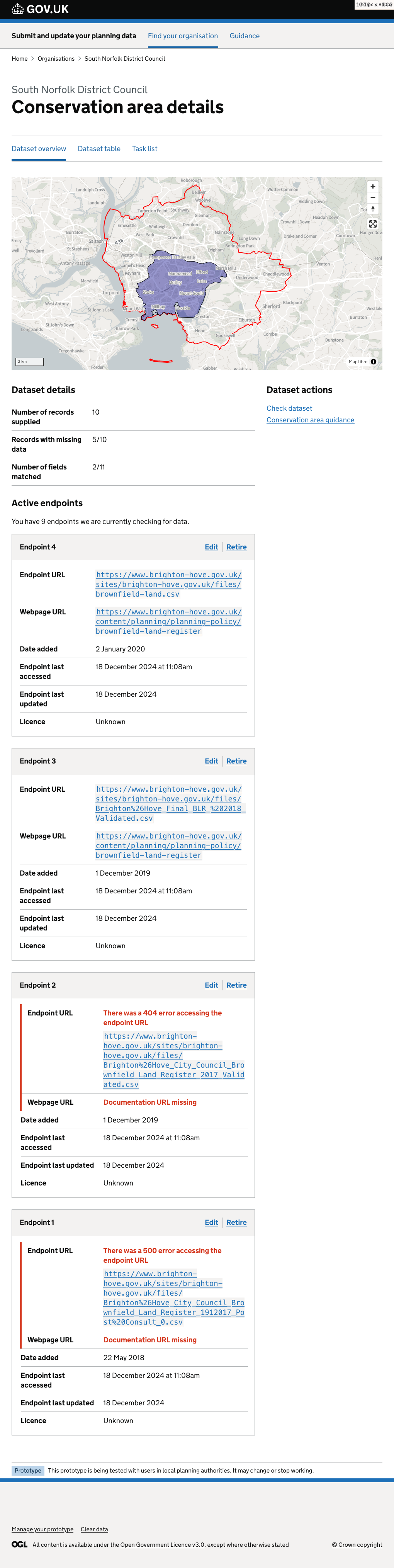 The dataset details page showing 4 active endpoints using the summary card pattern